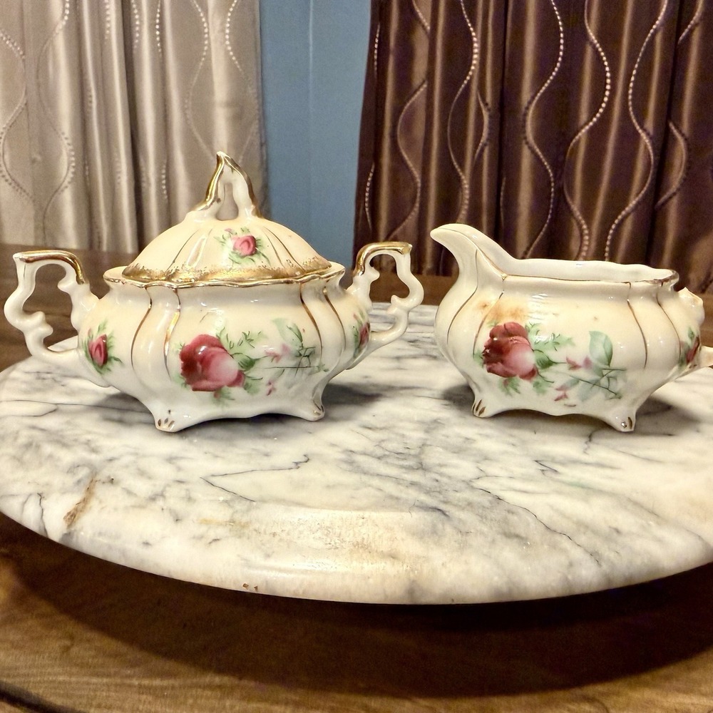 15pc VTG 50s MCM Royal Sealy Japan Moss Rose Porcelain China Miniature Tea Set - Picture 3 of 13